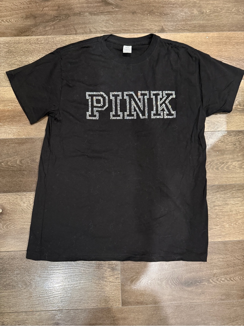 PINK Victoria's Secret Jeweled Black Logo Tee